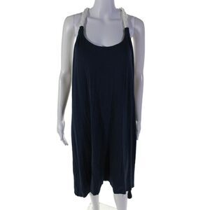 Heidi Klein Womens Braided Scoop Neck Draped Casual Dress Blue Size L